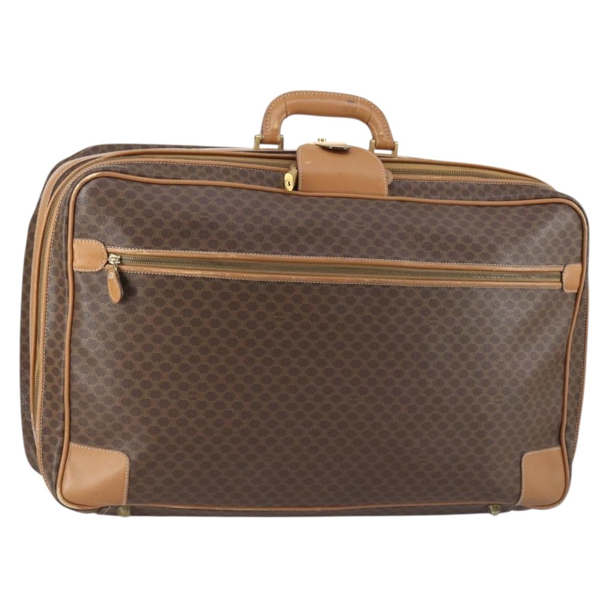 CELINE Macadam Canvas Boston Bag PVC Brown Gold Auth bs31028