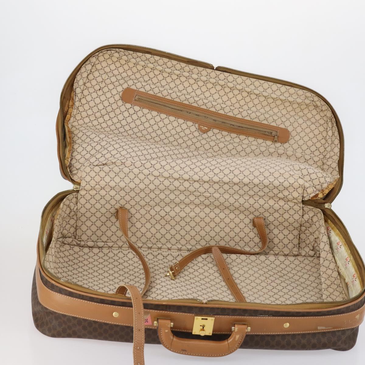 CELINE Macadam Canvas Boston Bag PVC Brown Gold Auth bs31028