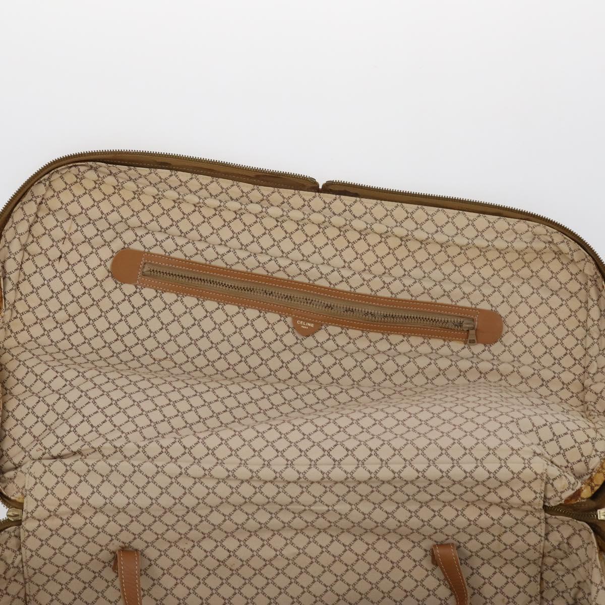 CELINE Macadam Canvas Boston Bag PVC Brown Gold Auth bs31028