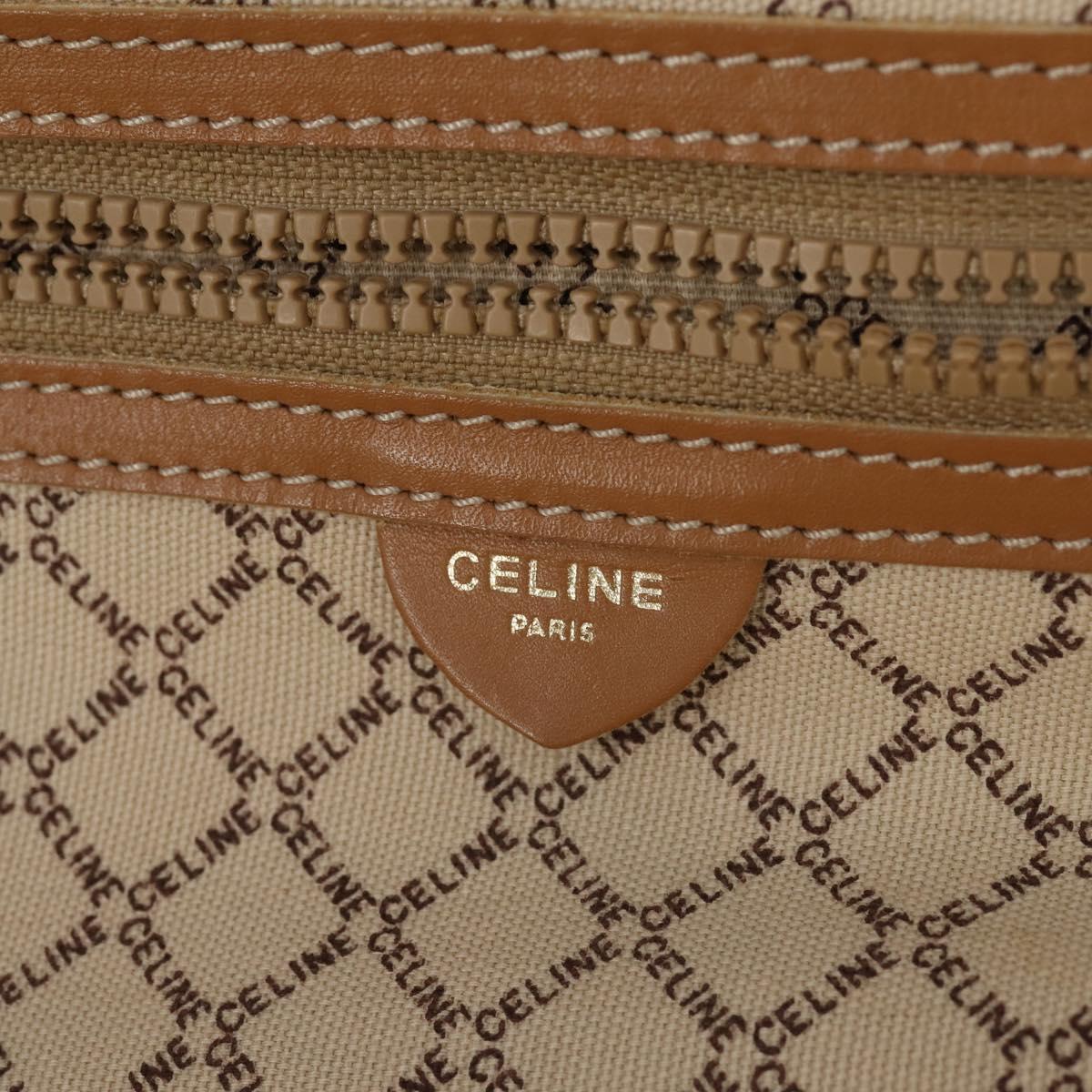 CELINE Macadam Canvas Boston Bag PVC Brown Gold Auth bs31028