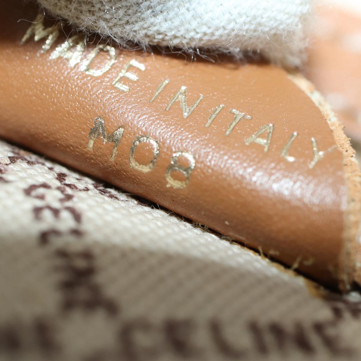 CELINE Macadam Canvas Boston Bag PVC Brown Gold Auth bs31028