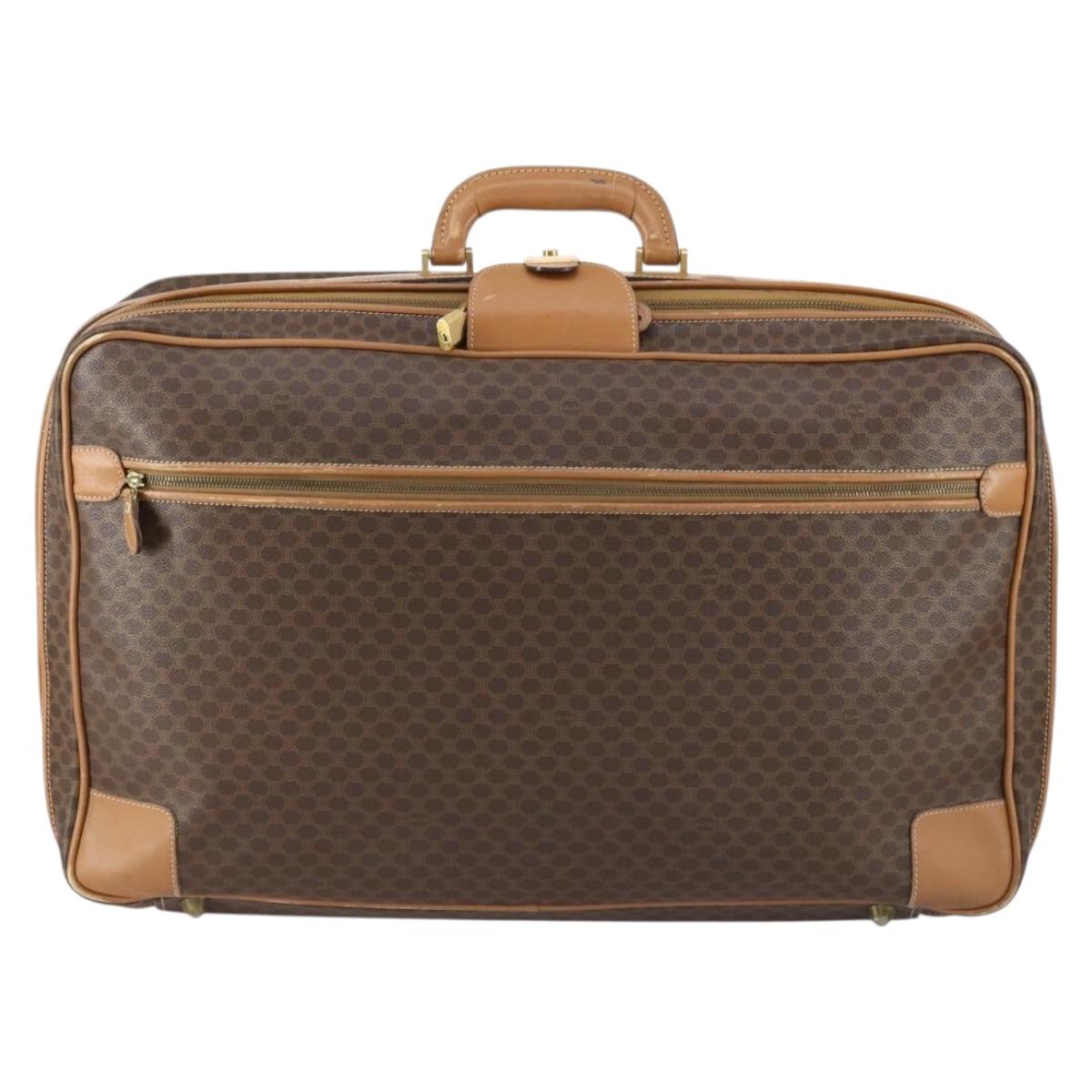 CELINE Macadam Canvas Boston Bag PVC Brown Gold Auth bs31028