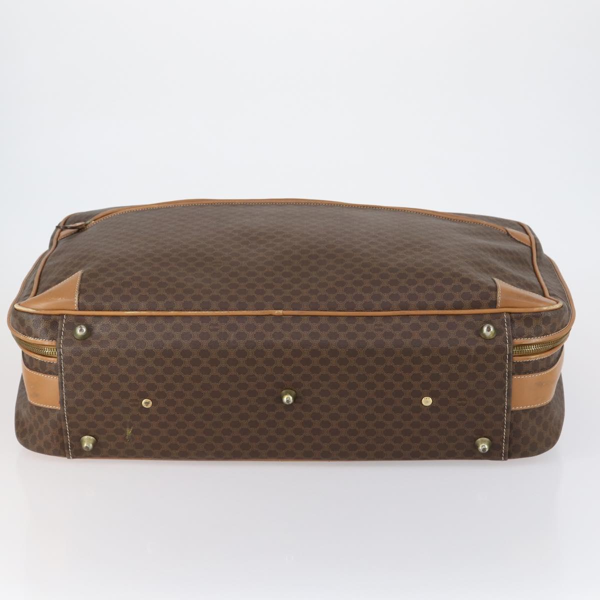 CELINE Macadam Canvas Boston Bag PVC Brown Gold Auth bs31028