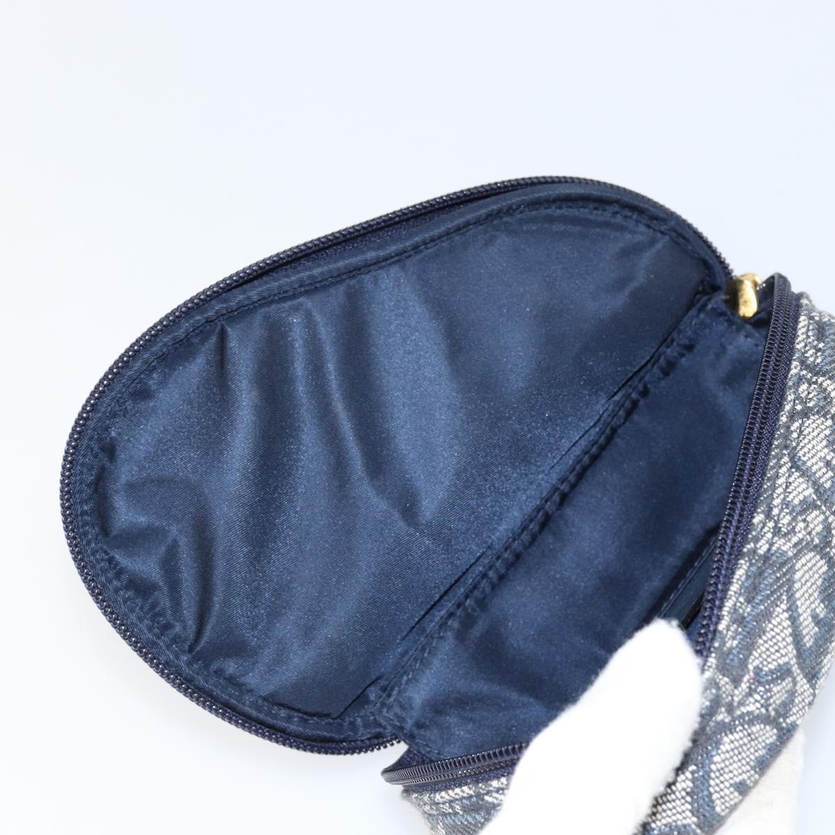 Christian Dior Trotter Canvas Saddle Pouch Navy Gold Auth bs31031