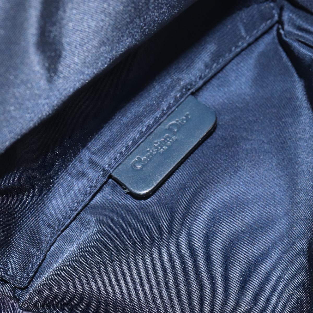 Christian Dior Trotter Canvas Saddle Pouch Navy Gold Auth bs31031