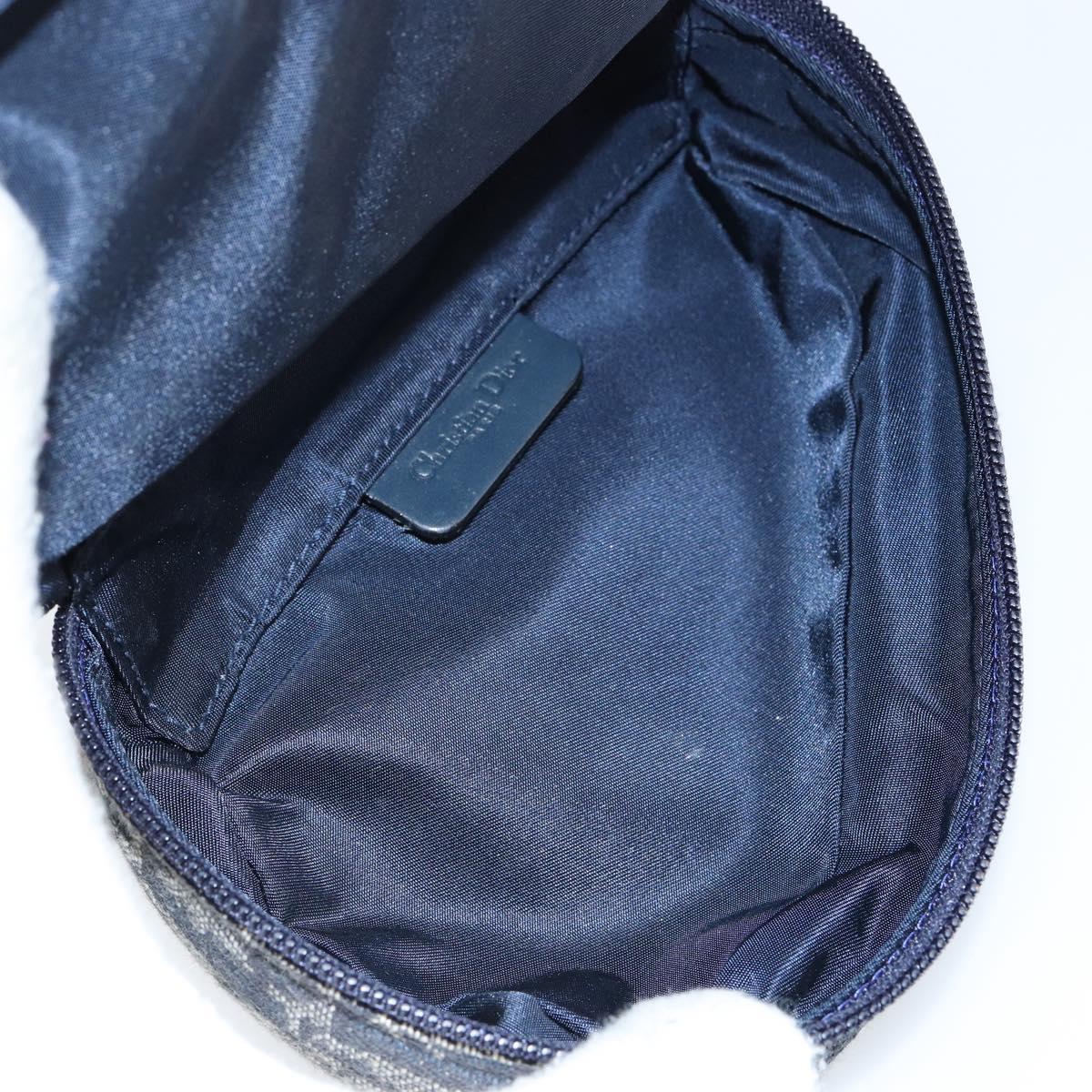 Christian Dior Trotter Canvas Saddle Pouch Navy Gold Auth bs31031