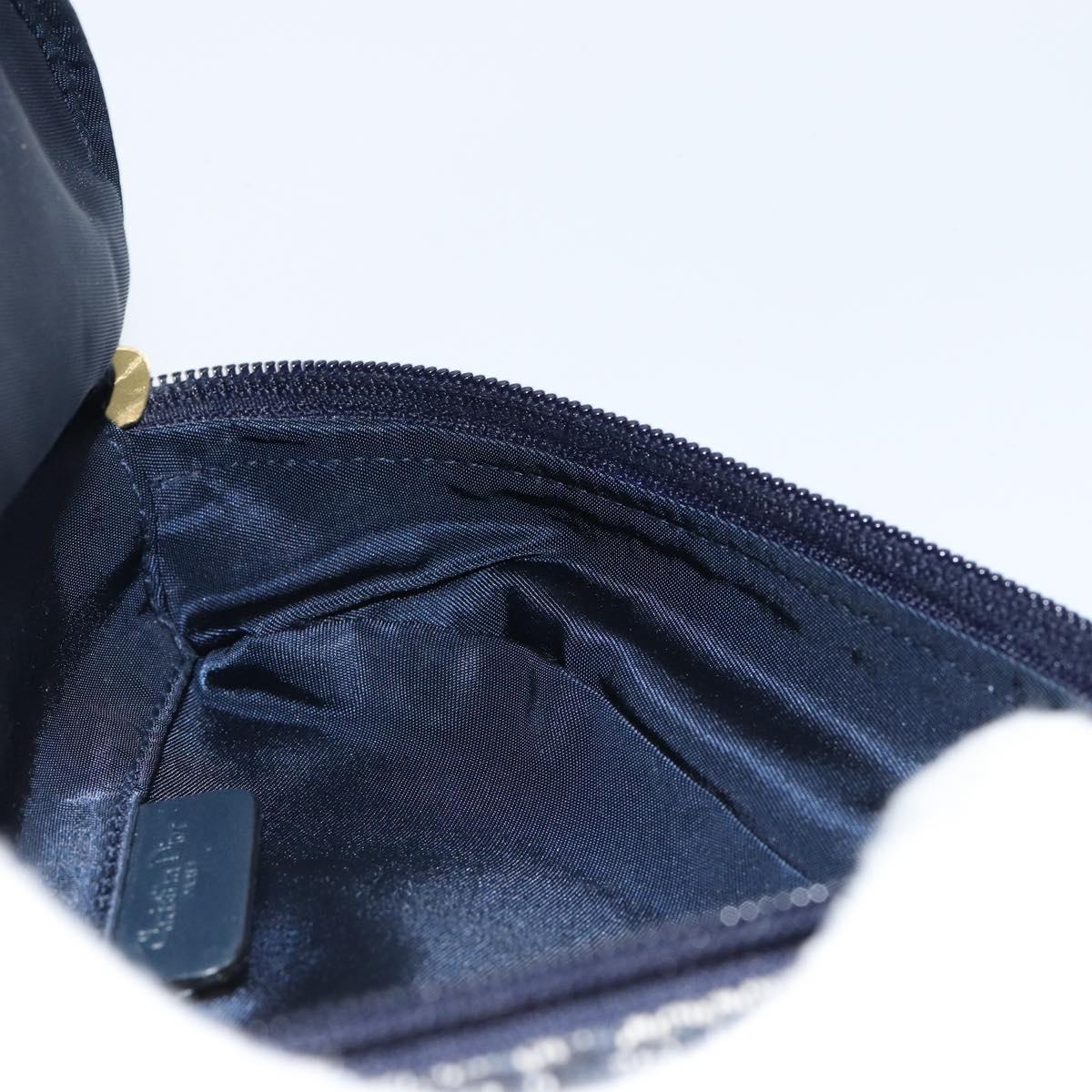 Christian Dior Trotter Canvas Saddle Pouch Navy Gold Auth bs31031