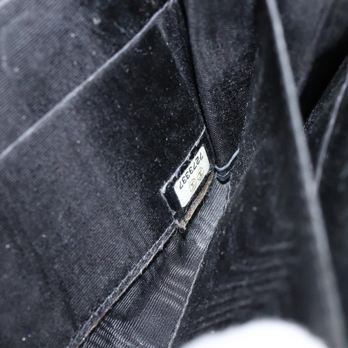 CHANEL COCO Mark Long Wallet Caviar Skin Black Silver CC Auth bs31033