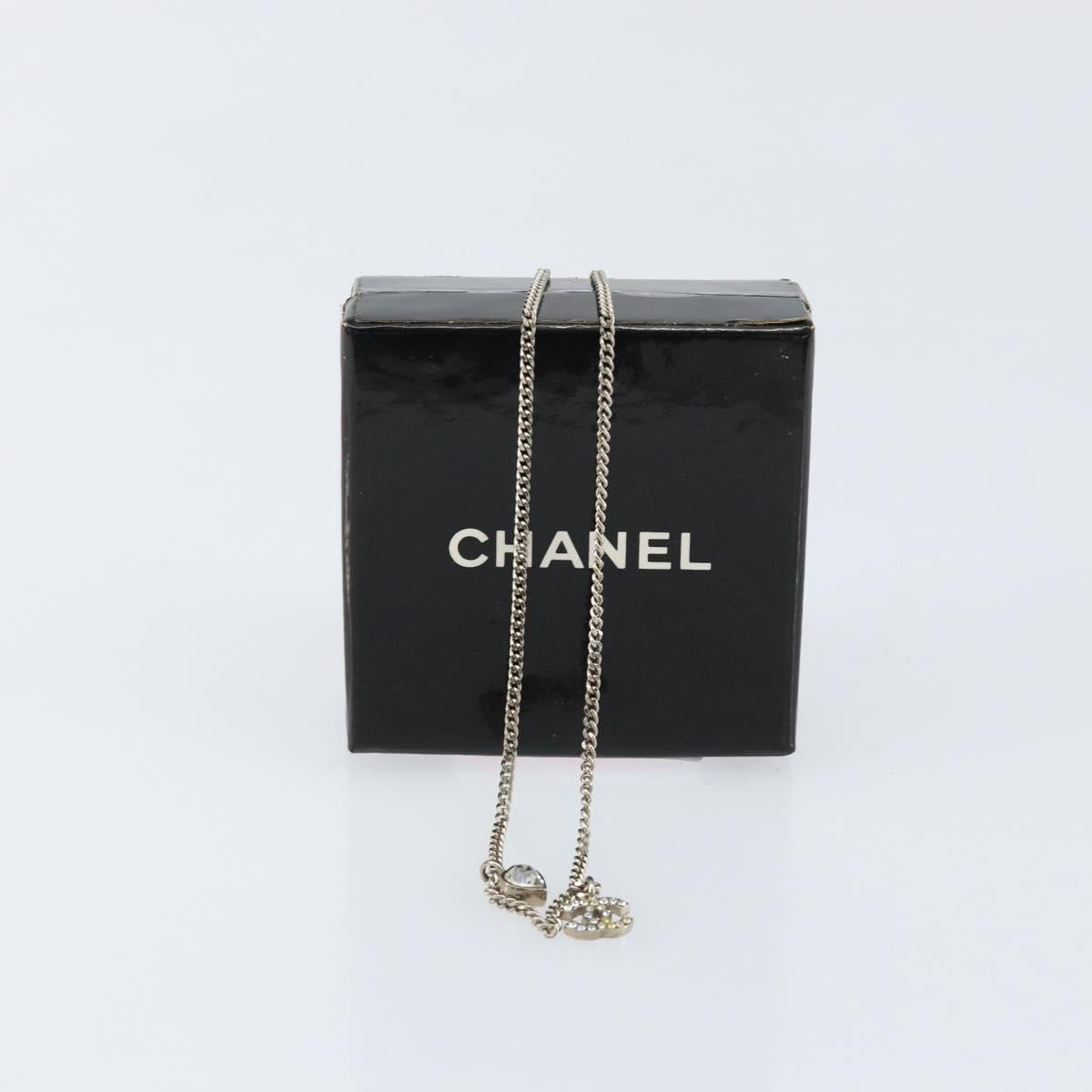 CHANEL Necklace metal Silver CC Auth bs31035