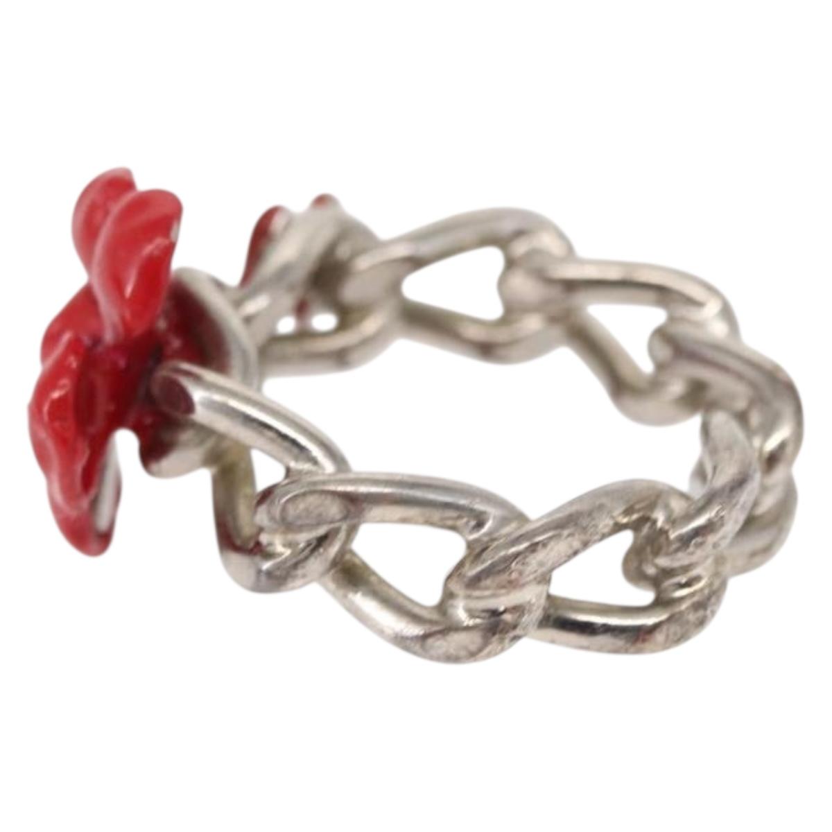 CHANEL Ring metal Silver CC Auth bs31037