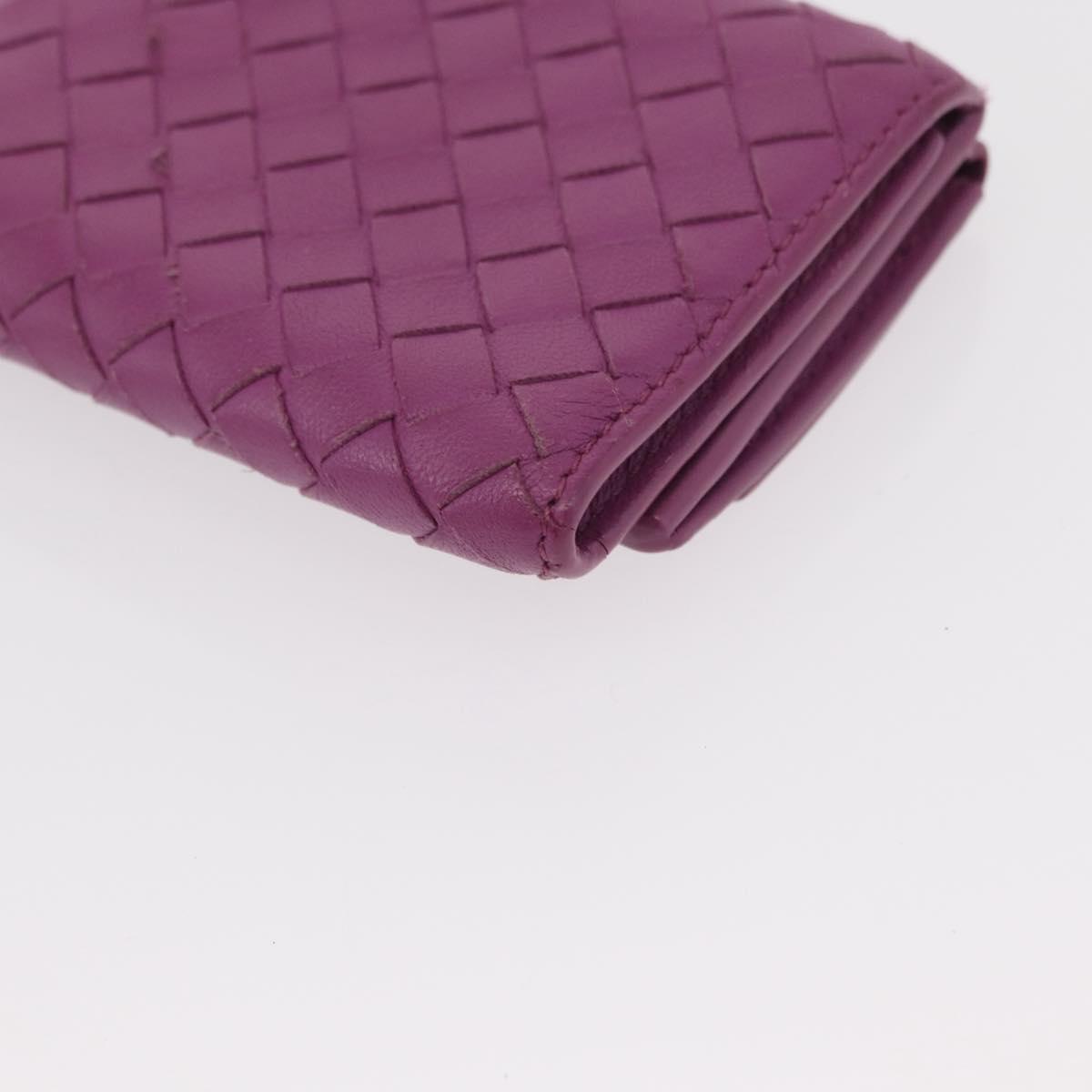 BOTTEGA VENETA INTRECCIATO Trifold Wallet Leather Purple Auth bs31039