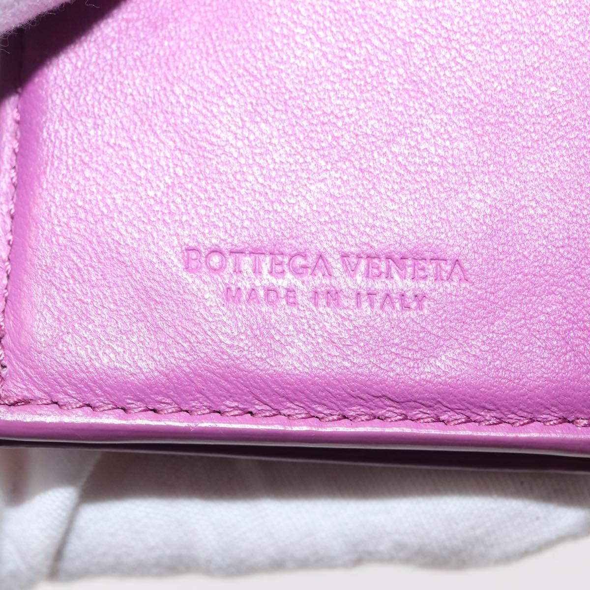 BOTTEGA VENETA INTRECCIATO Trifold Wallet Leather Purple Auth bs31039