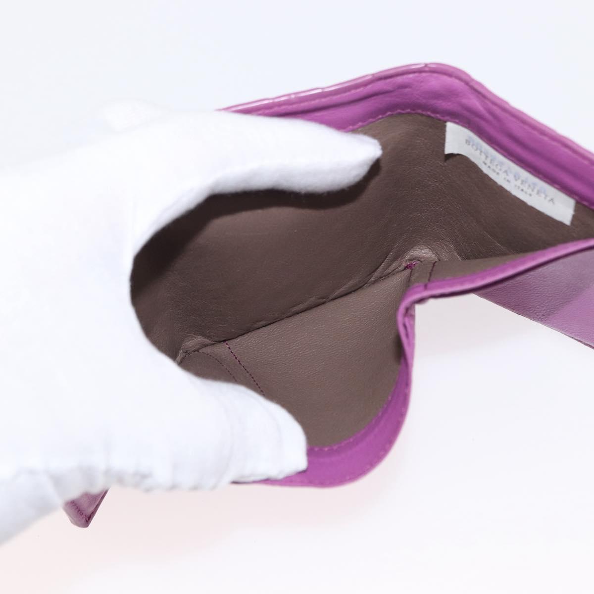 BOTTEGA VENETA INTRECCIATO Trifold Wallet Leather Purple Auth bs31039