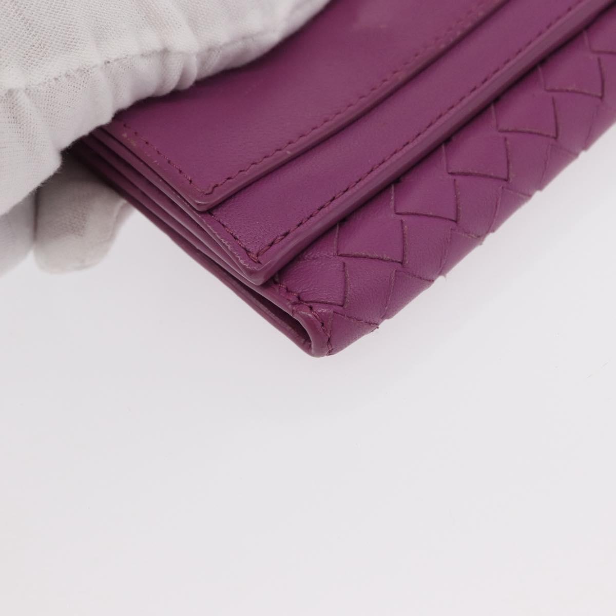 BOTTEGA VENETA INTRECCIATO Trifold Wallet Leather Purple Auth bs31039
