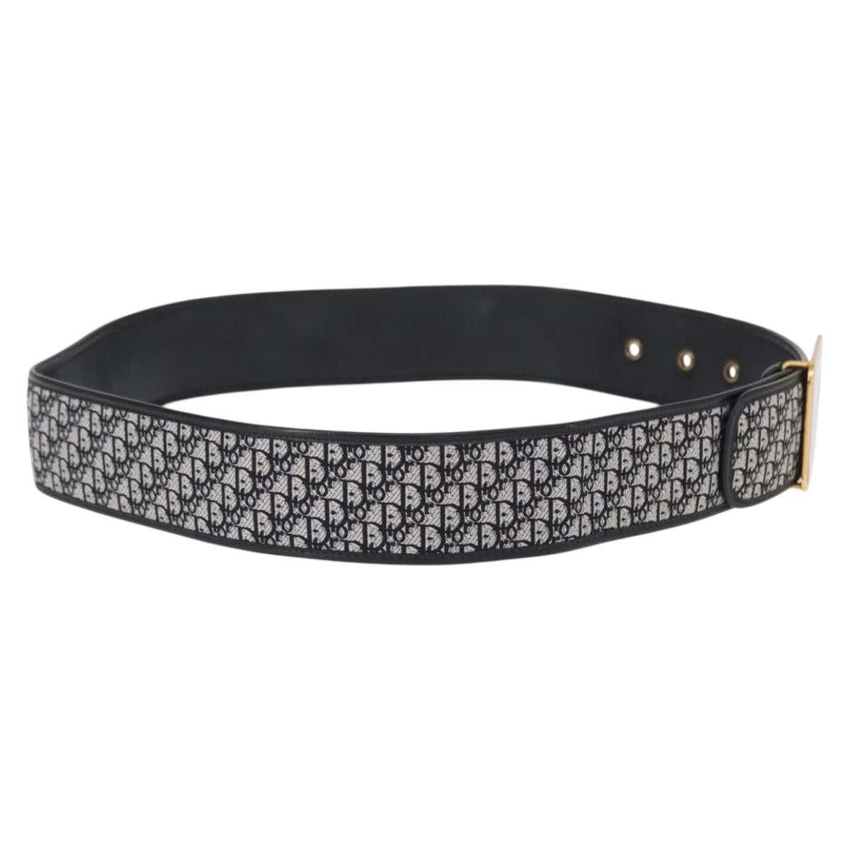 Christian Dior Trotter Canvas Belt 35.4"" Black Auth bs31040
