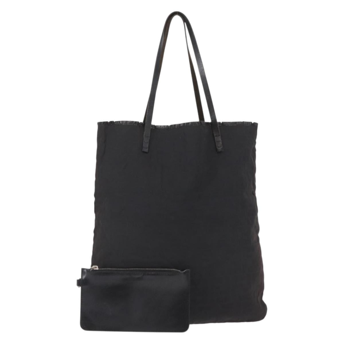 FENDI Zucca Canvas Tote Bag Black Brown Auth bs31042