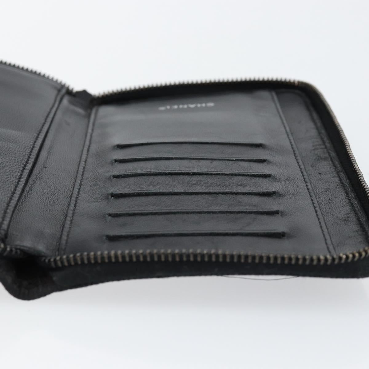 CHANEL New Travel Line Long Wallet Nylon Black Silver CC Auth bs31044