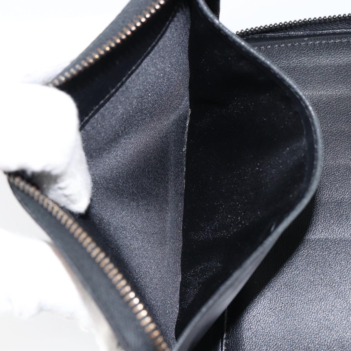 CHANEL New Travel Line Long Wallet Nylon Black Silver CC Auth bs31044