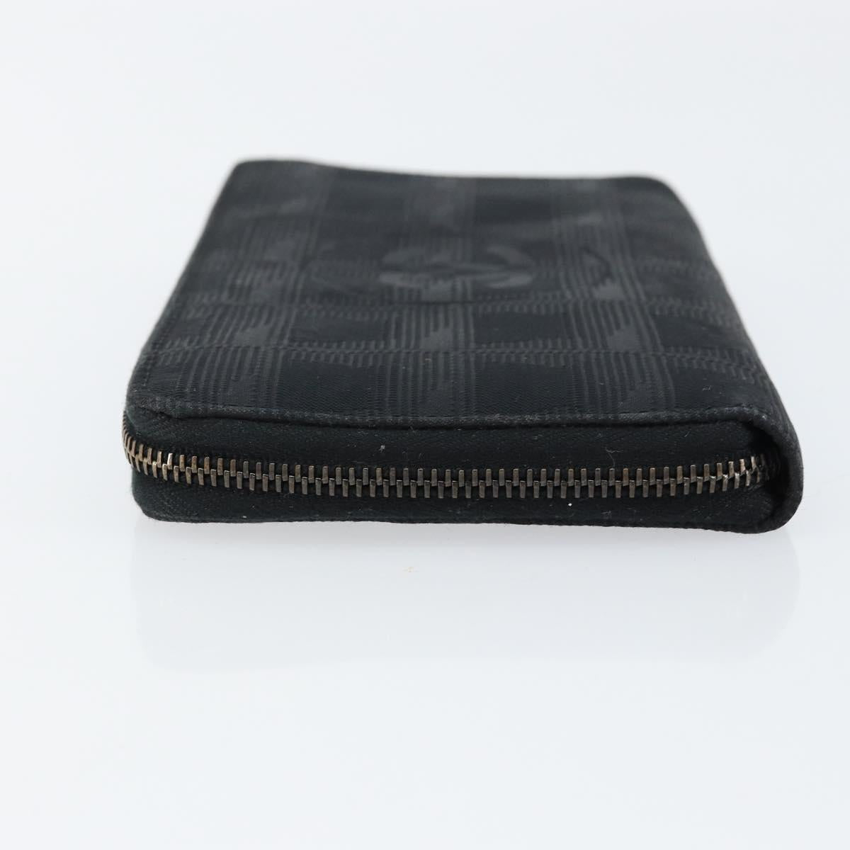 CHANEL New Travel Line Long Wallet Nylon Black Silver CC Auth bs31044