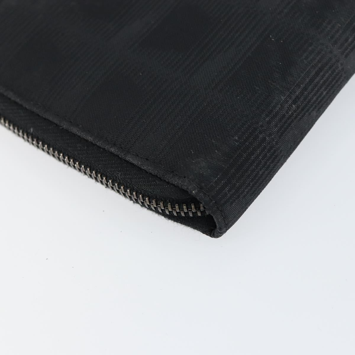 CHANEL New Travel Line Long Wallet Nylon Black Silver CC Auth bs31044