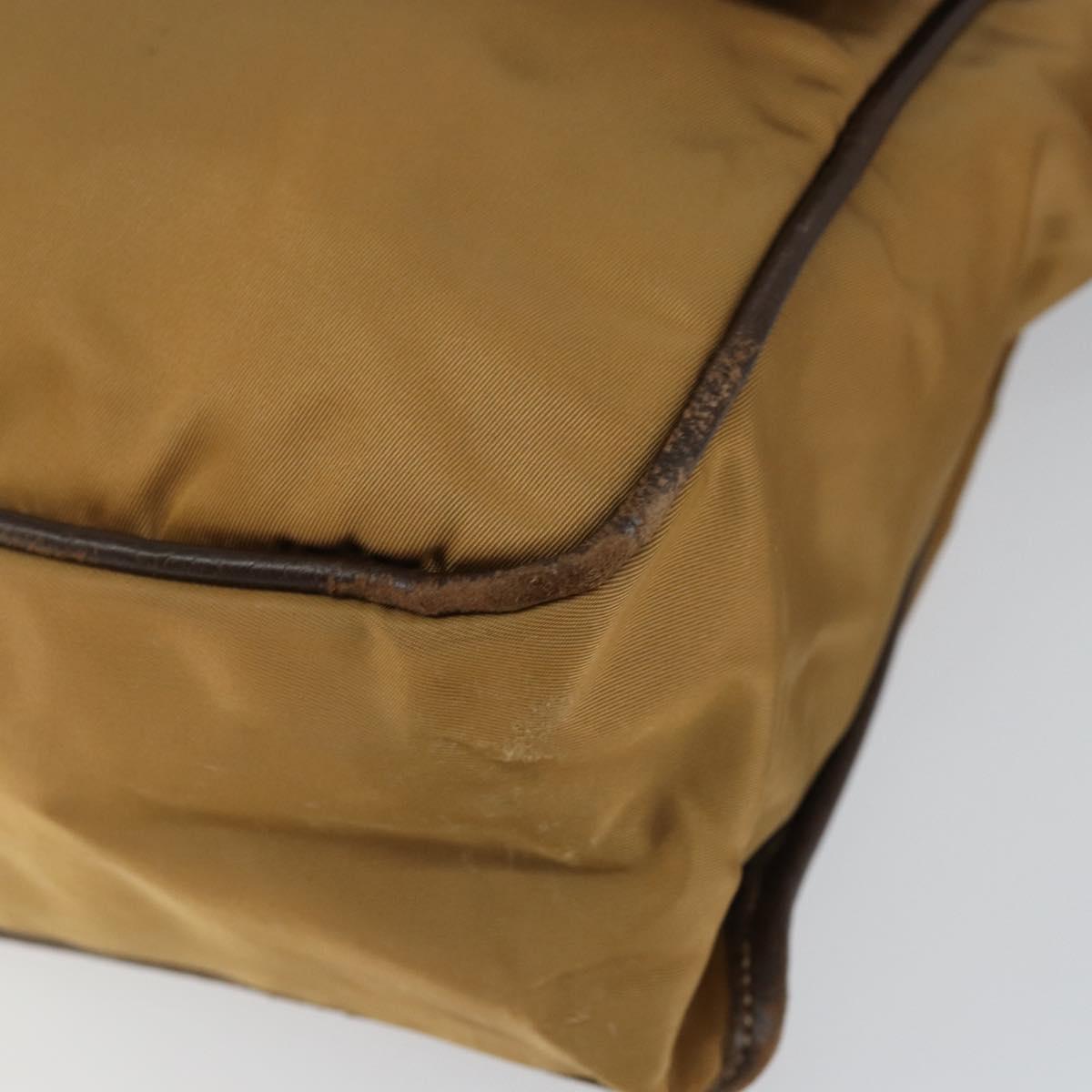 PRADA Shoulder Bag Nylon Beige Silver Auth bs31046