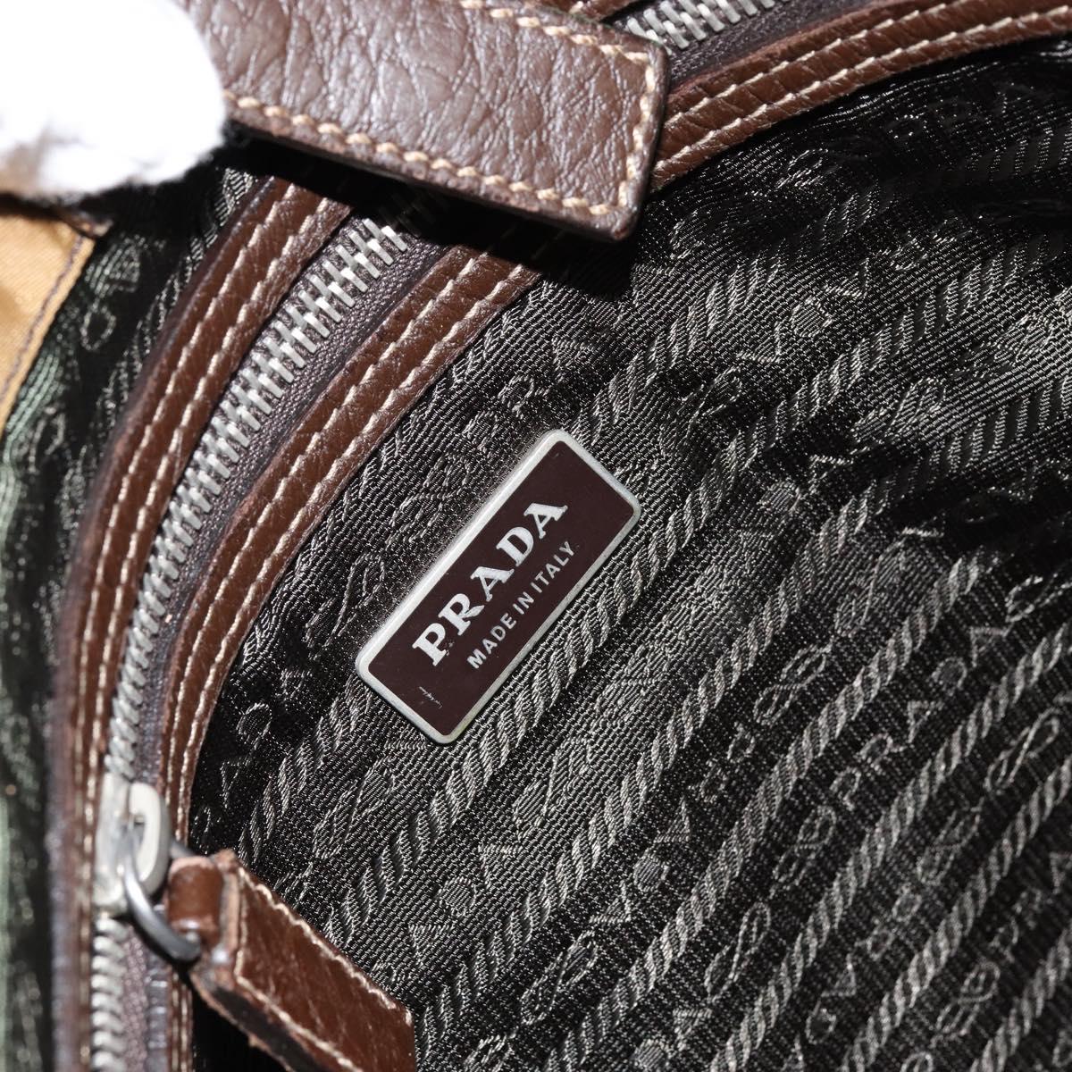 PRADA Shoulder Bag Nylon Beige Silver Auth bs31046