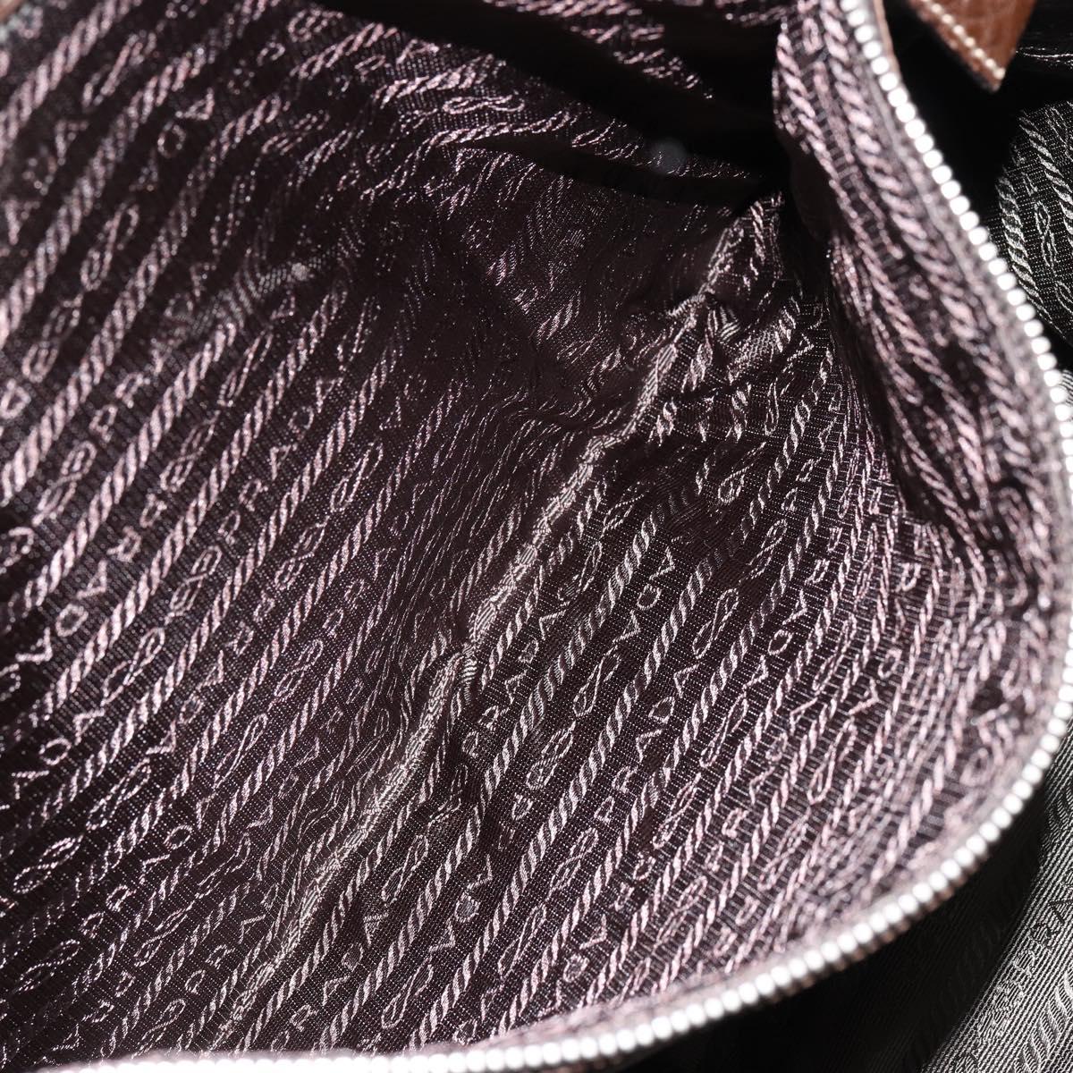 PRADA Shoulder Bag Nylon Beige Silver Auth bs31046