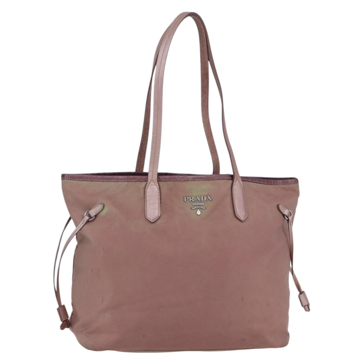 PRADA Tote Bag Nylon Pink Silver Auth bs31047