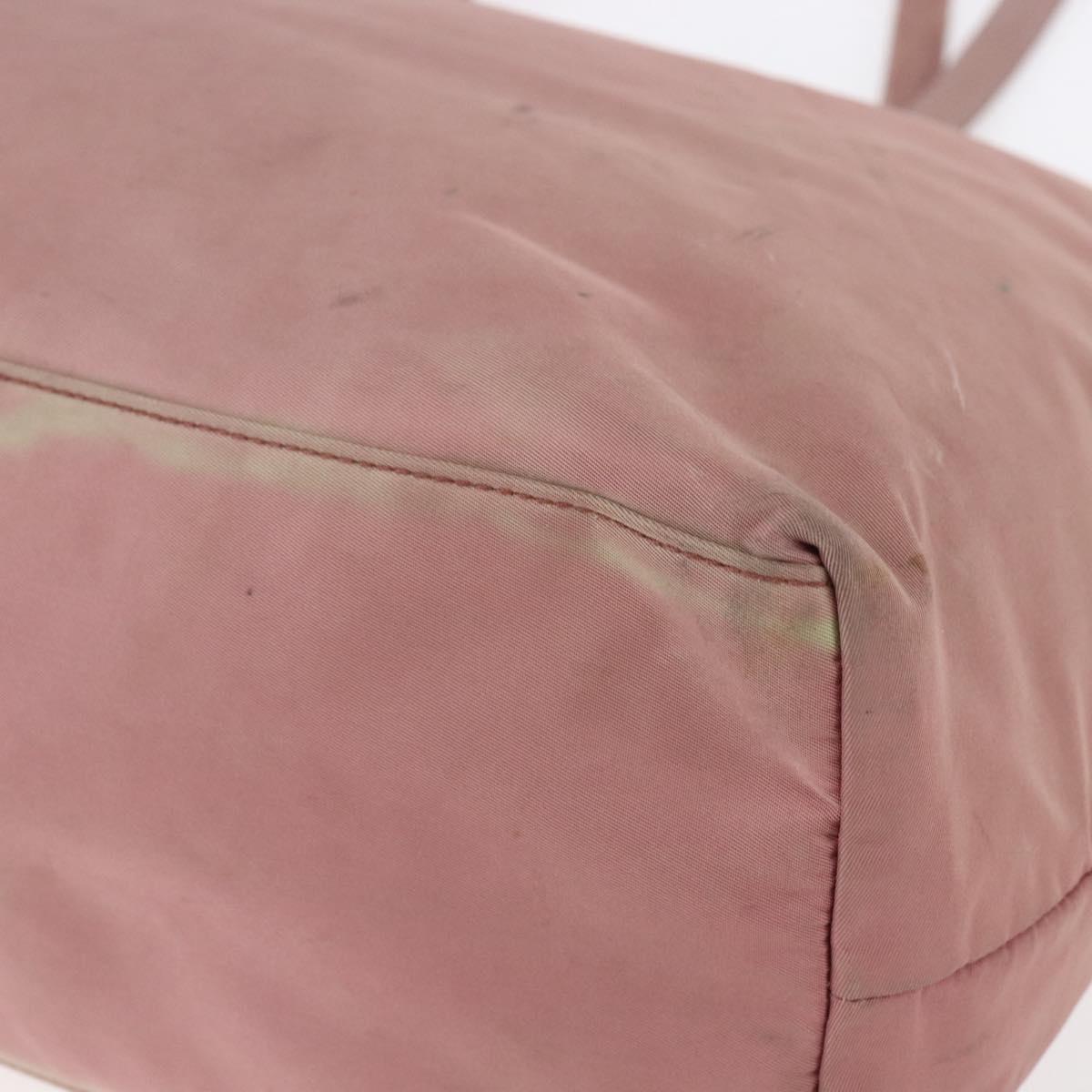 PRADA Tote Bag Nylon Pink Silver Auth bs31047