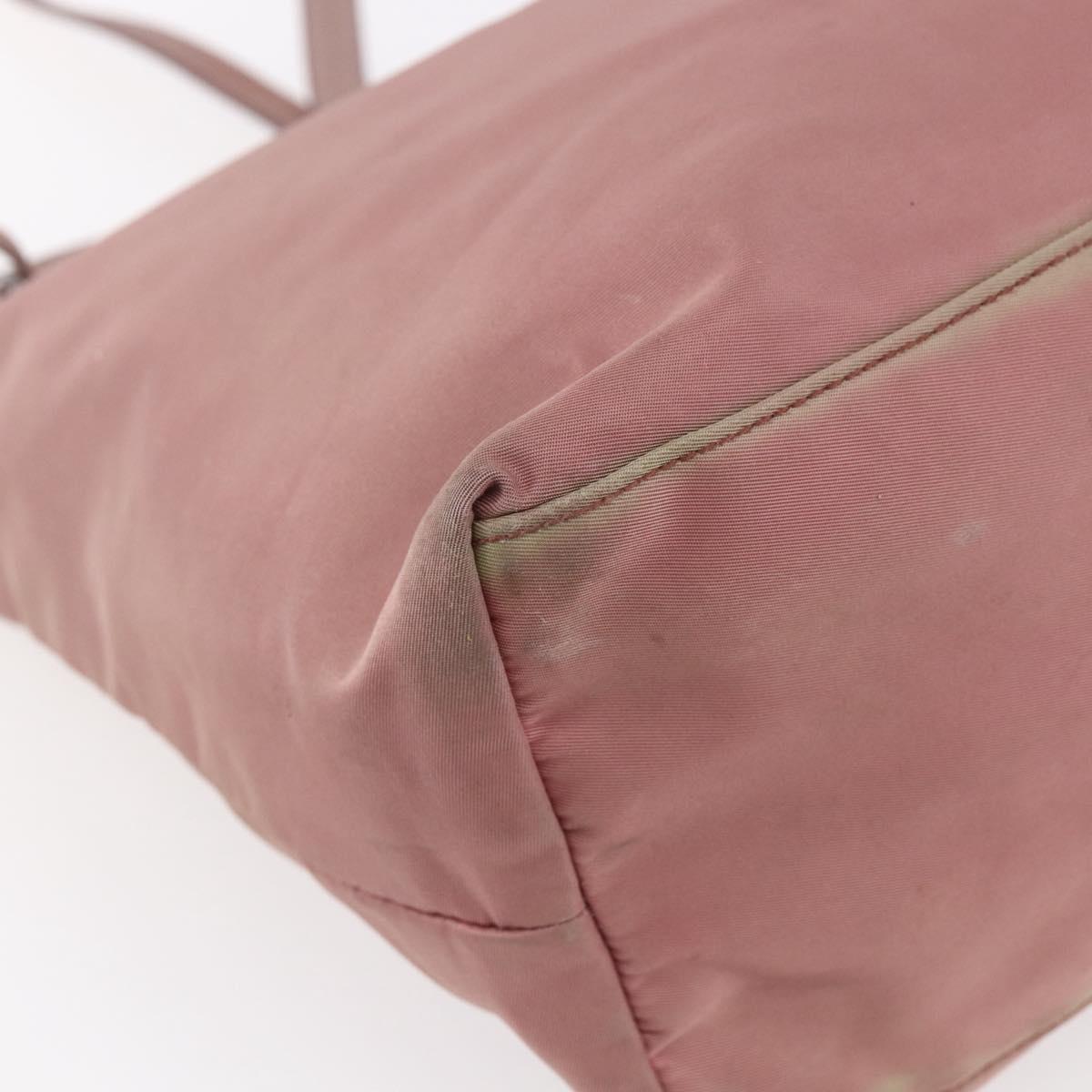 PRADA Tote Bag Nylon Pink Silver Auth bs31047