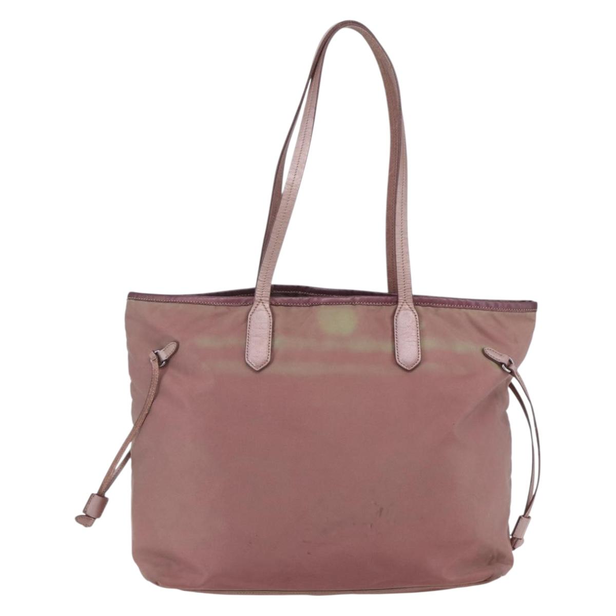 PRADA Tote Bag Nylon Pink Silver Auth bs31047