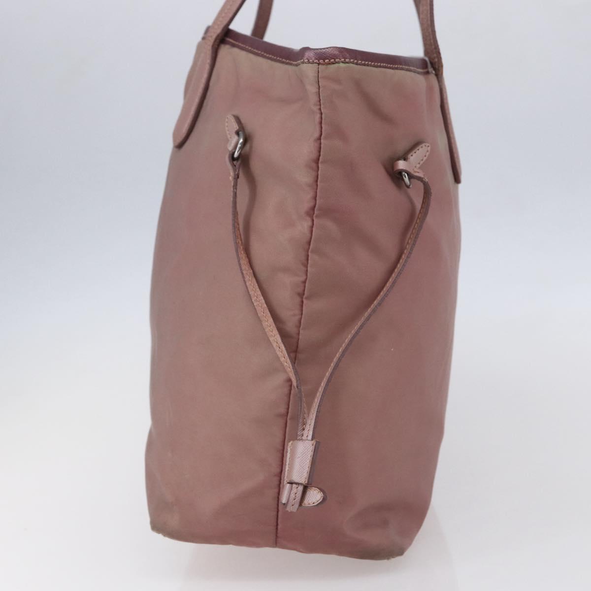 PRADA Tote Bag Nylon Pink Silver Auth bs31047