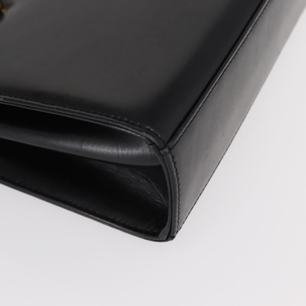 GIVENCHY Hand Bag Leather Black Gold Auth bs31048