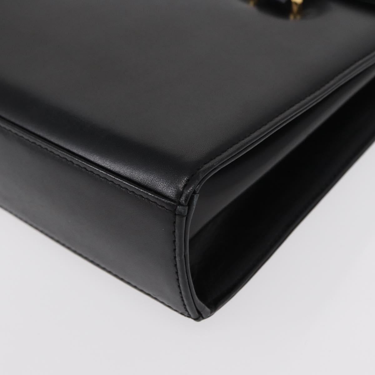 GIVENCHY Hand Bag Leather Black Gold Auth bs31048