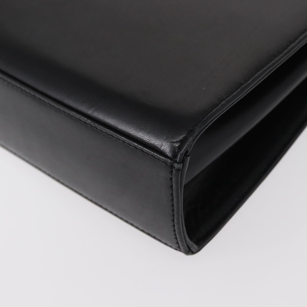 GIVENCHY Hand Bag Leather Black Gold Auth bs31048