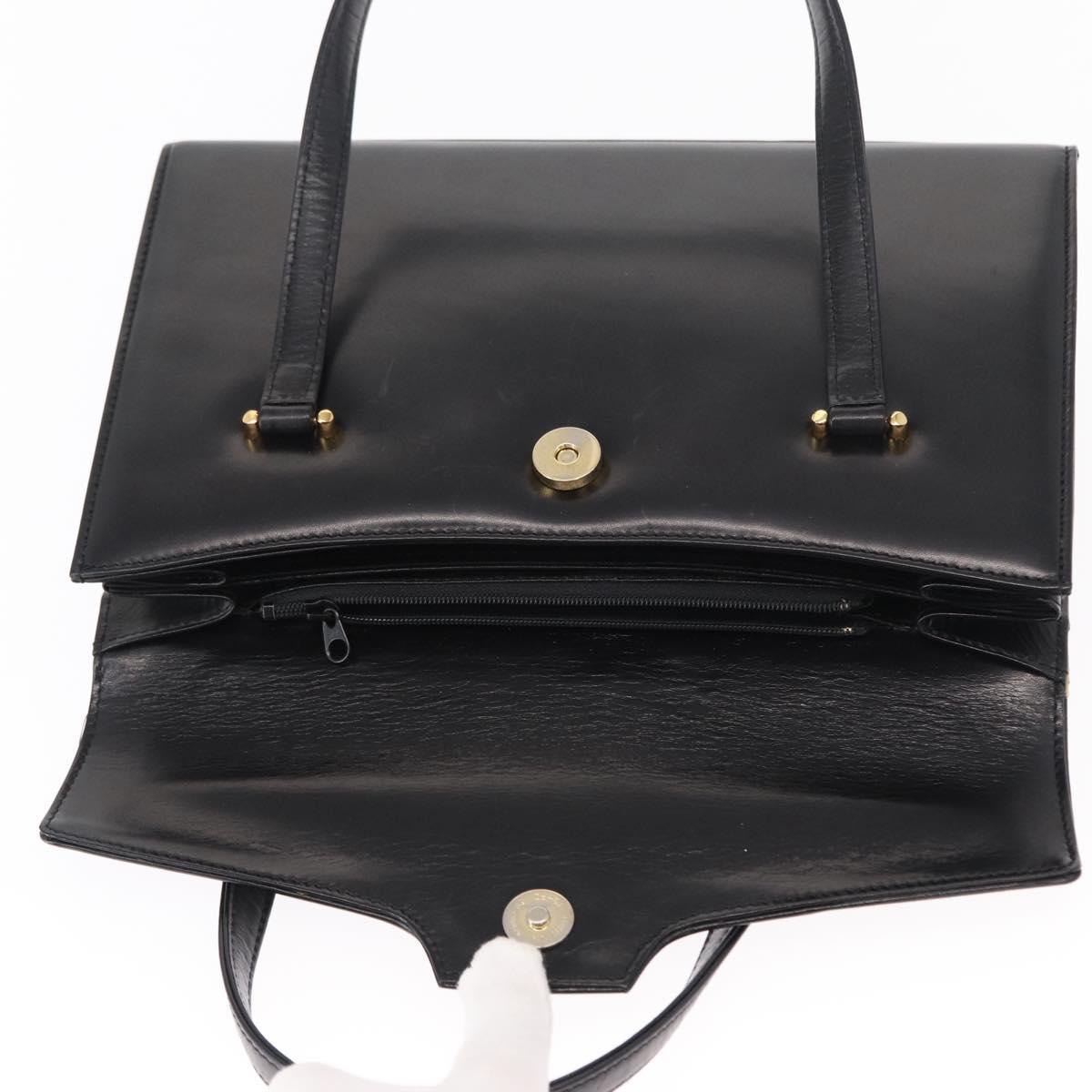 GIVENCHY Hand Bag Leather Black Gold Auth bs31048