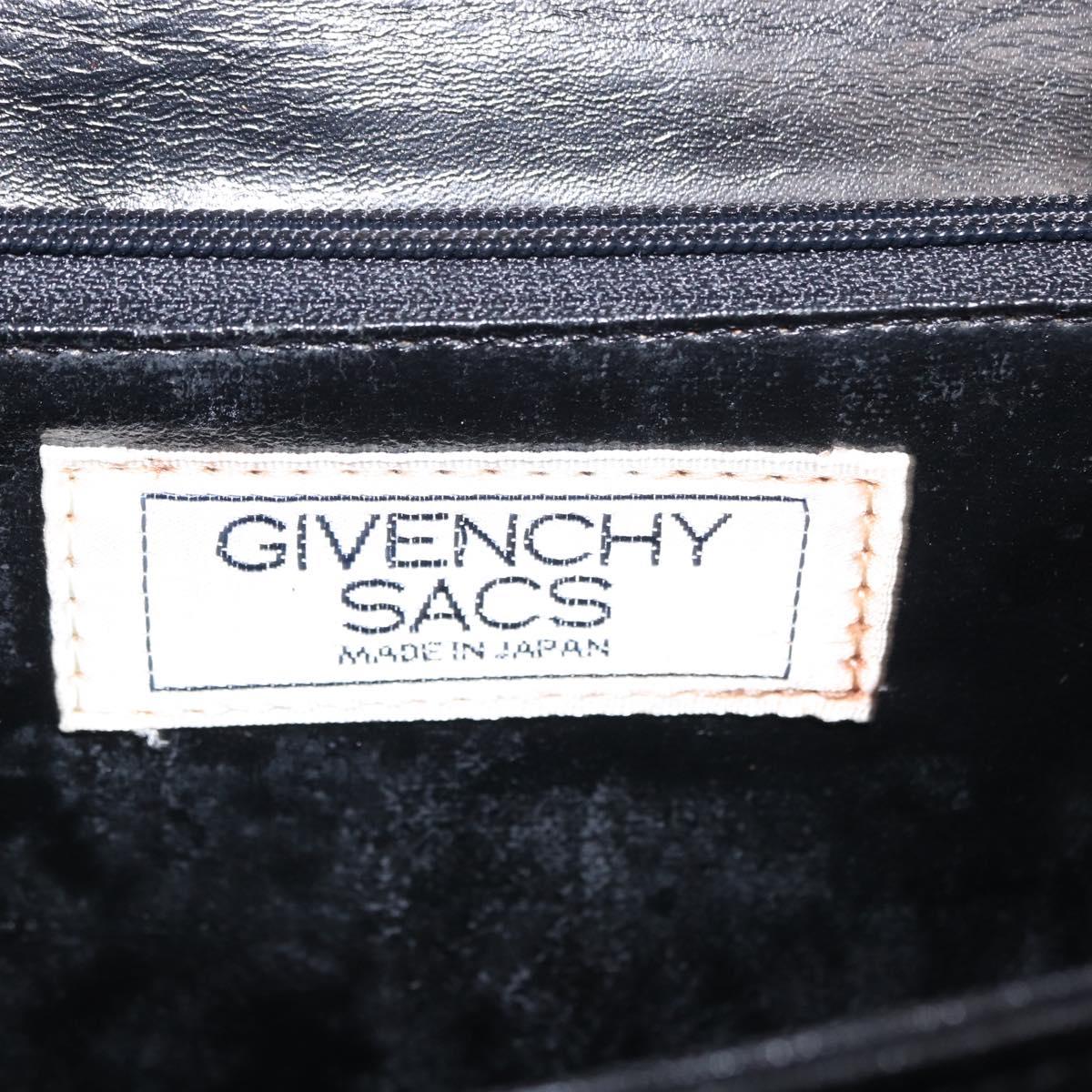 GIVENCHY Hand Bag Leather Black Gold Auth bs31048