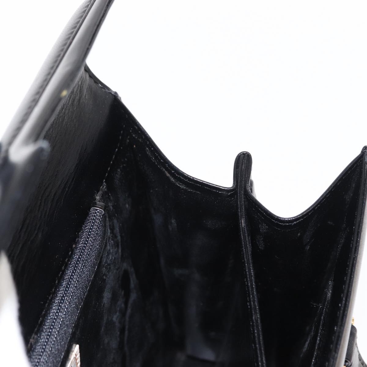 GIVENCHY Hand Bag Leather Black Gold Auth bs31048