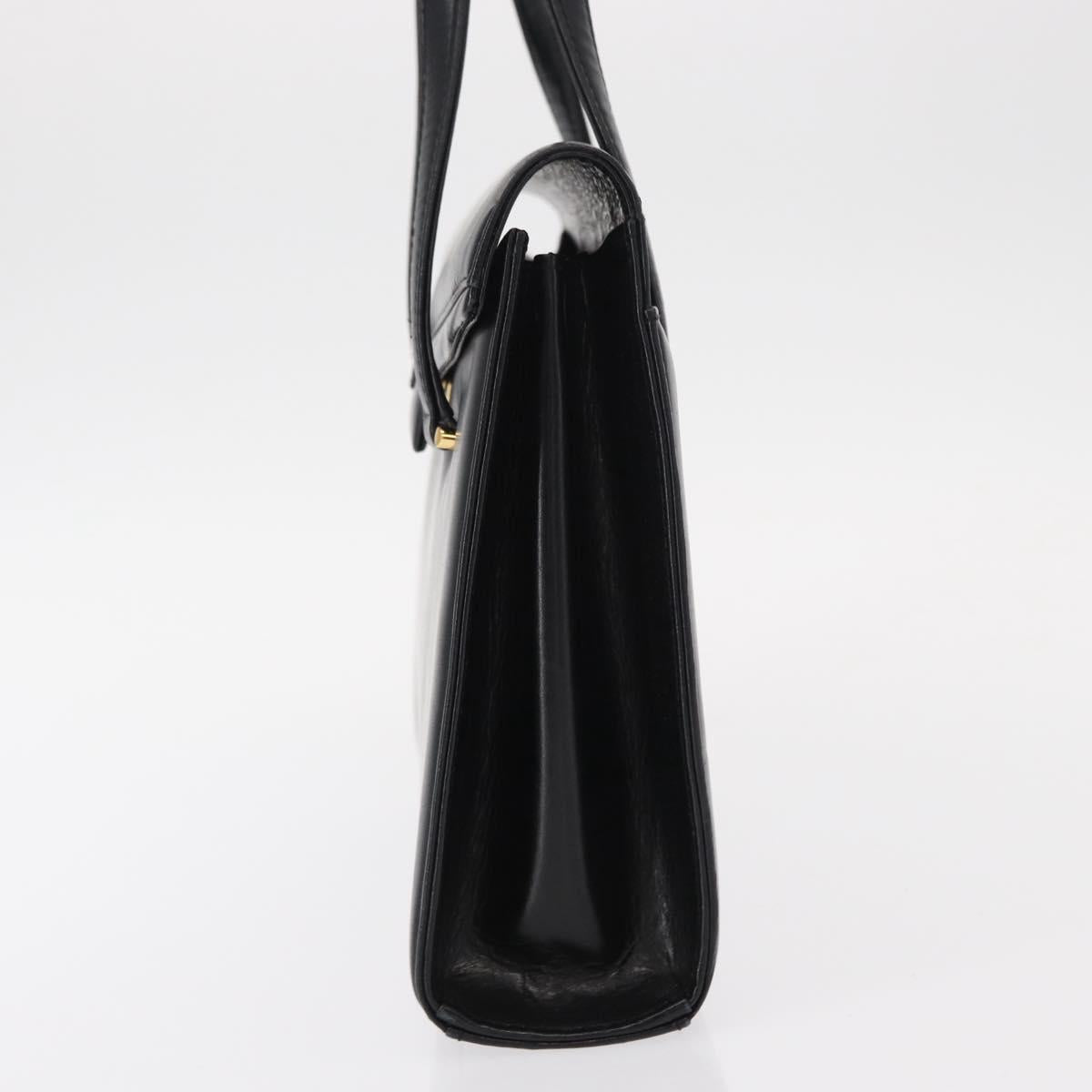 GIVENCHY Hand Bag Leather Black Gold Auth bs31048