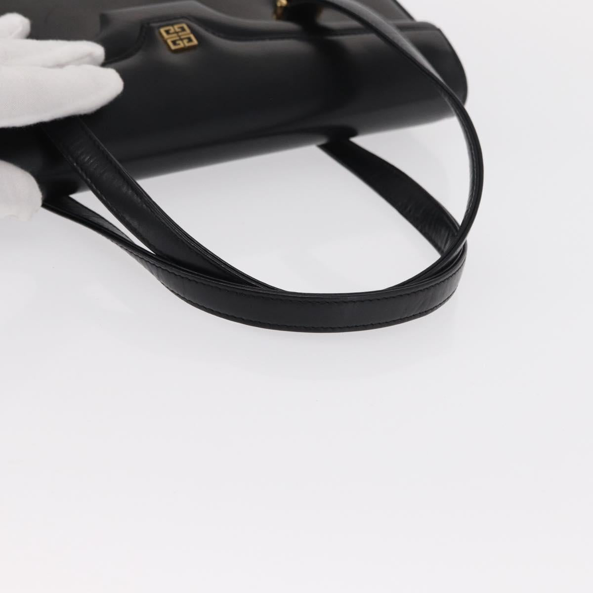 GIVENCHY Hand Bag Leather Black Gold Auth bs31048