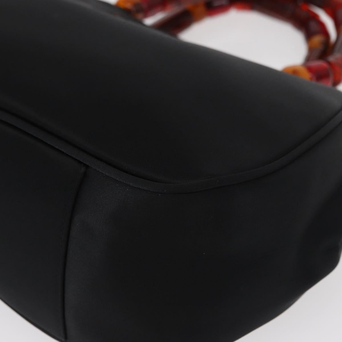 GIVENCHY Hand Bag Nylon Black Gold Auth bs31049