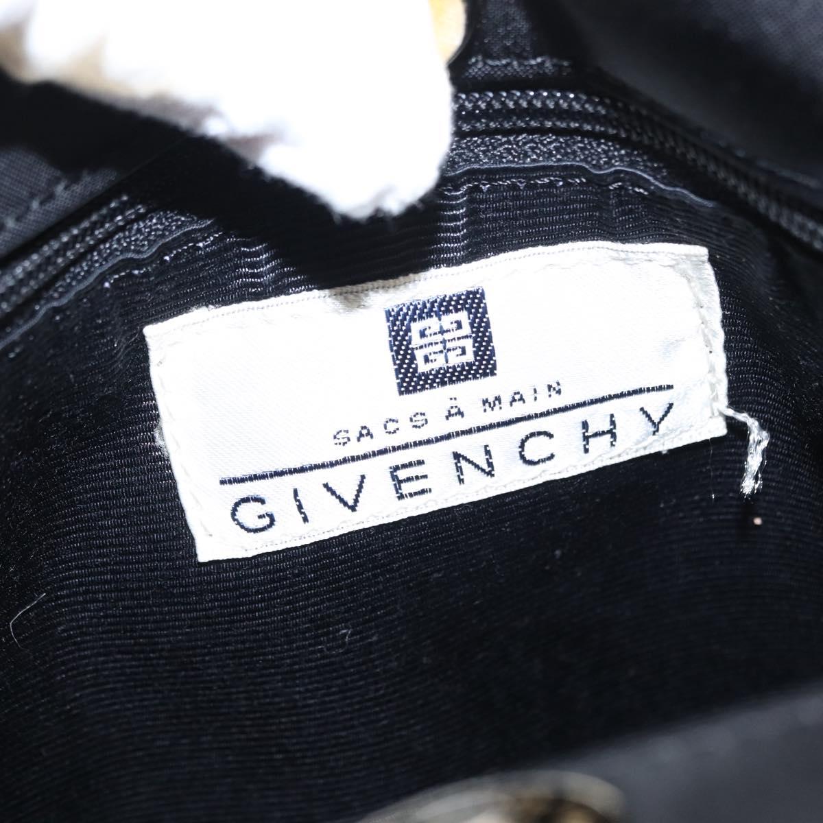 GIVENCHY Hand Bag Nylon Black Gold Auth bs31049