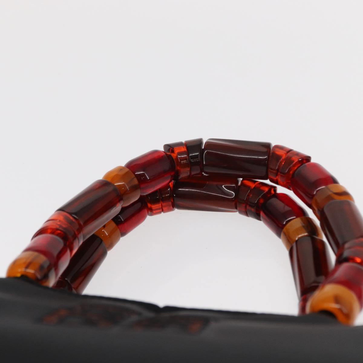 GIVENCHY Hand Bag Nylon Black Gold Auth bs31049