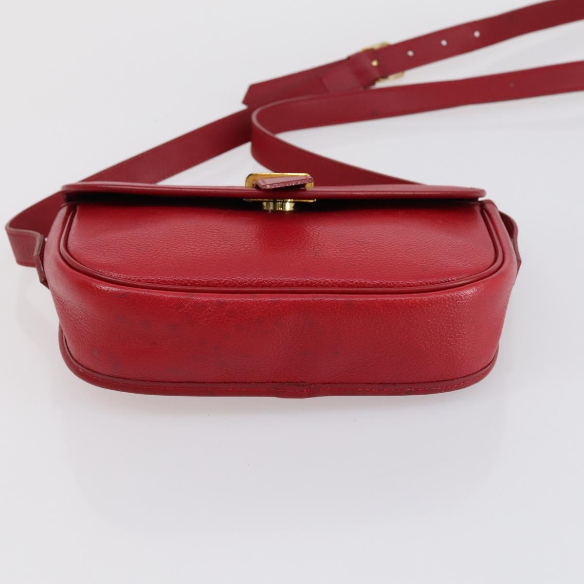 SAINT LAURENT Shoulder Bag Leather 2 Set Red Brown Auth bs31054