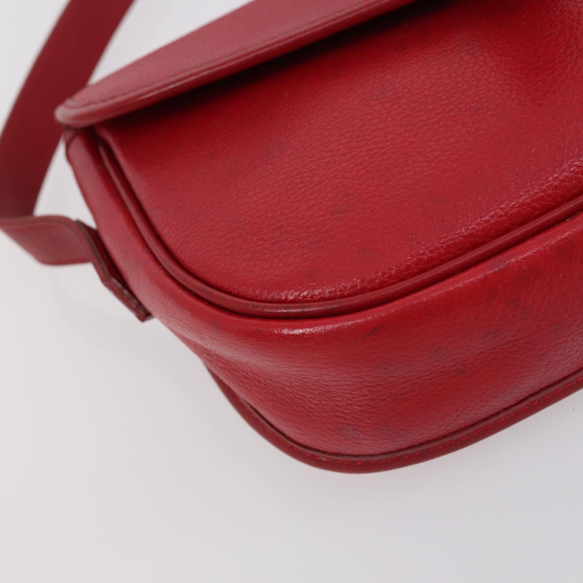 SAINT LAURENT Shoulder Bag Leather 2 Set Red Brown Auth bs31054