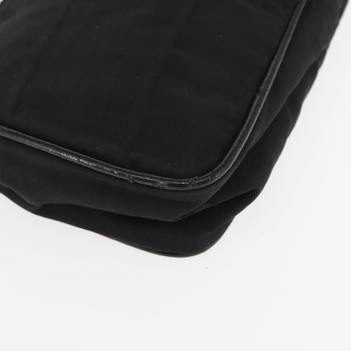 FENDI Zucca Canvas Clutch Bag PVC 2 Set Beige Black Auth bs31055