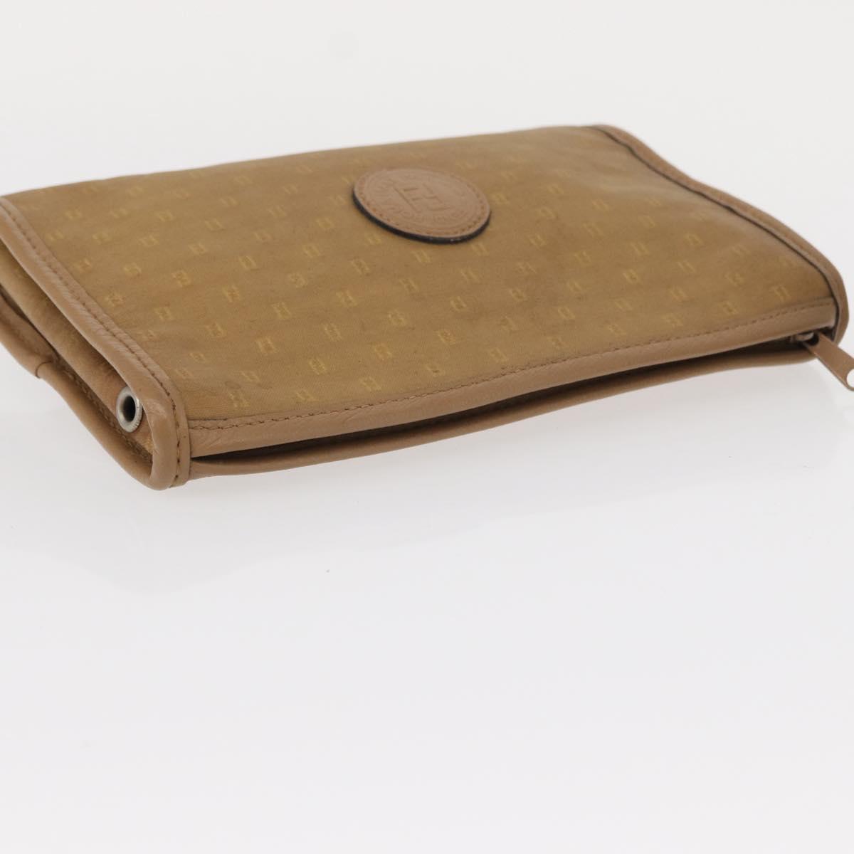 FENDI Zucca Canvas Clutch Bag PVC 2 Set Beige Black Auth bs31055