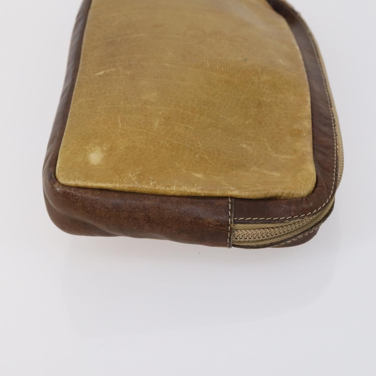 LOEWE Clutch Bag Leather 3 Set Beige Black Brown Auth bs31061