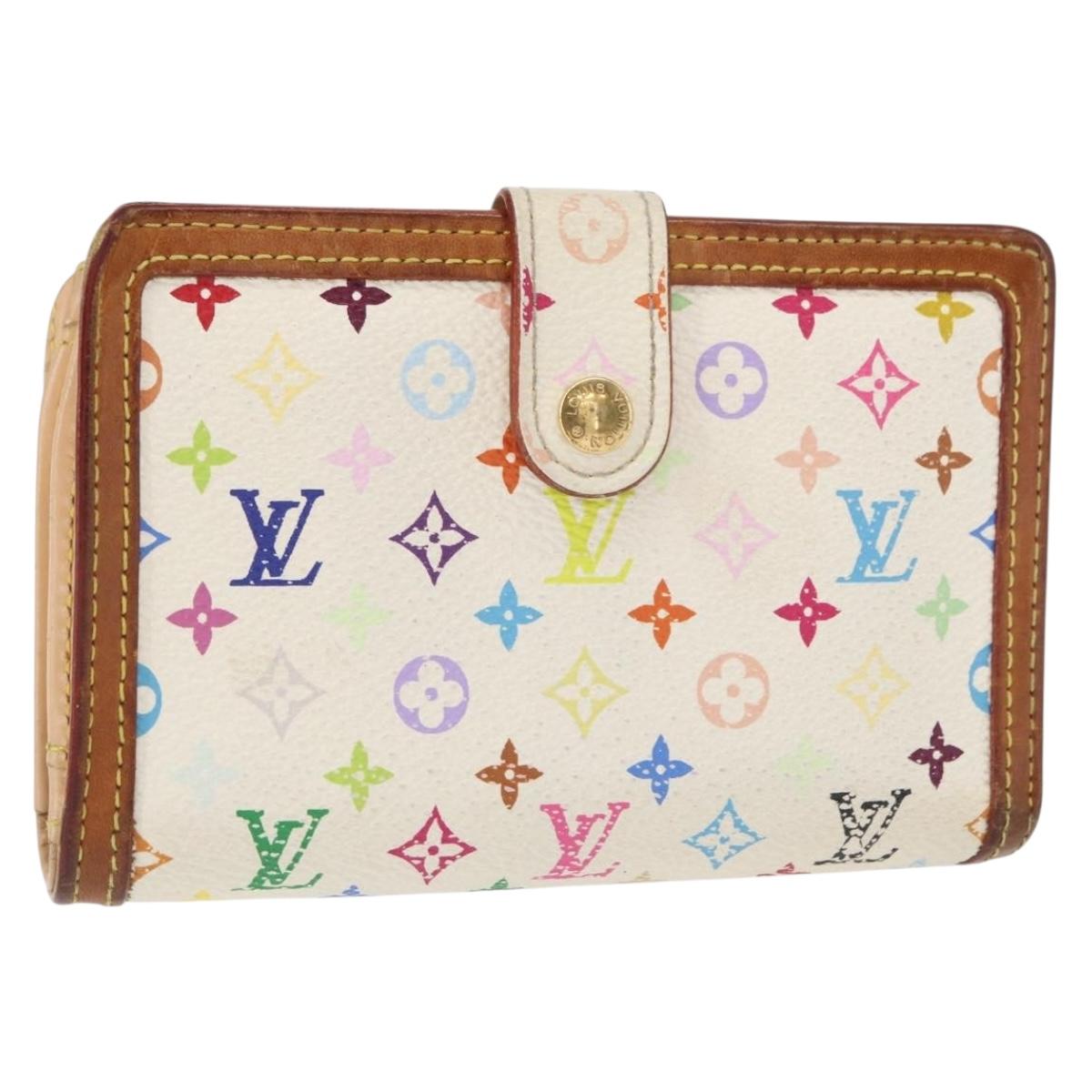 LOUIS VUITTON Multicolor Portefeuille Viennois Wallet White M92987 Auth bs31081