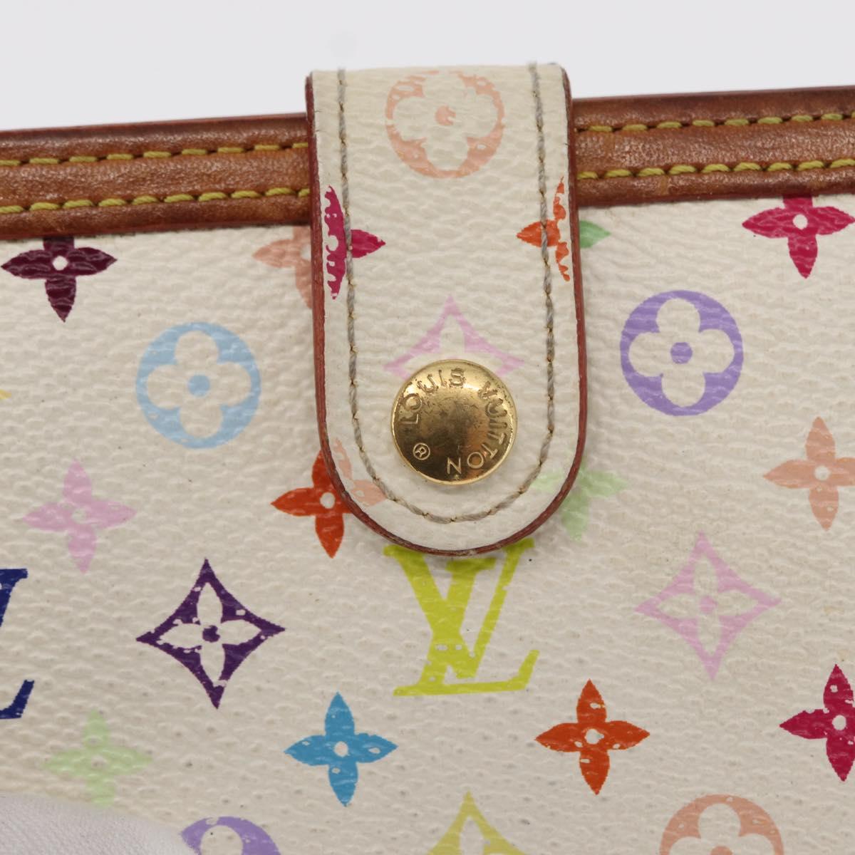 LOUIS VUITTON Multicolor Portefeuille Viennois Wallet White M92987 Auth bs31081